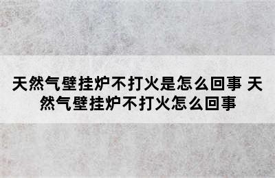 天然气壁挂炉不打火是怎么回事 天然气壁挂炉不打火怎么回事